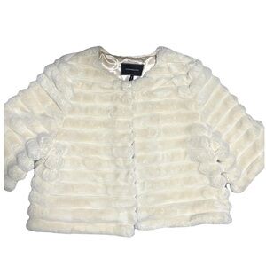 BCBGMaxAzria White Teddy Jacket Plush Cropped Style